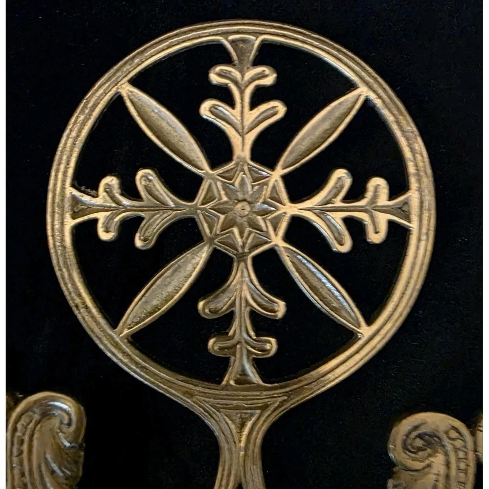 Vintage Ornate Brass‎ Trivets, Set of 3. 1 Snowflake 2 Egyptian Leaves